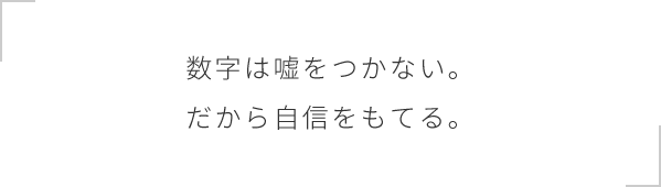 数字は嘘をつかない。だから自信をもてる。